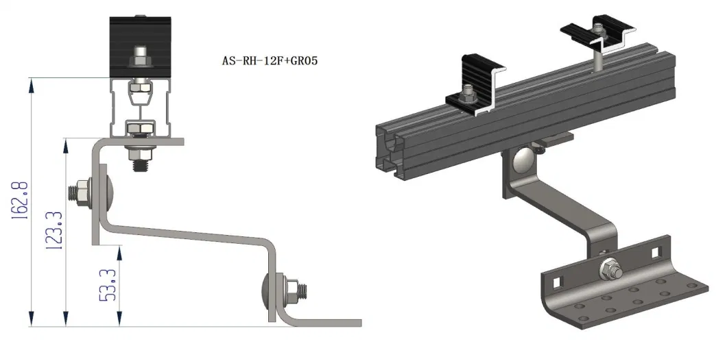 Solar Module Mounting Structure Corrugated Hook Stainless Steel Tile Roof Solar Mounting