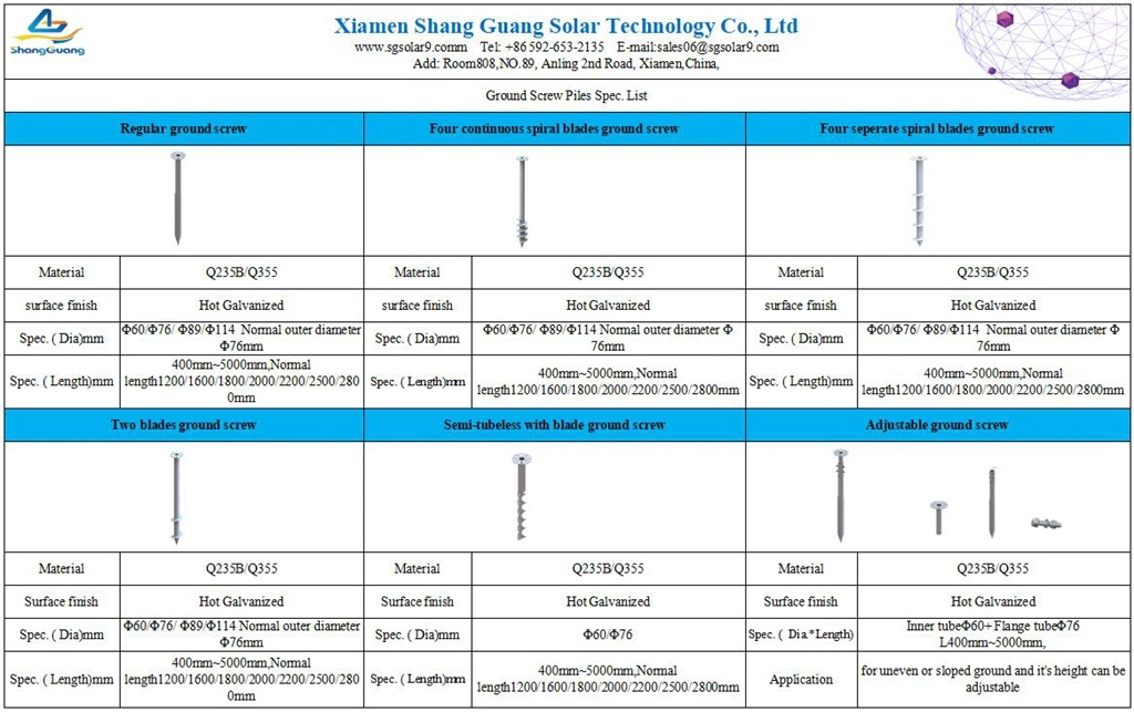 Solar Bracket Installation Racking Ground Screw Pile for Solar Farm