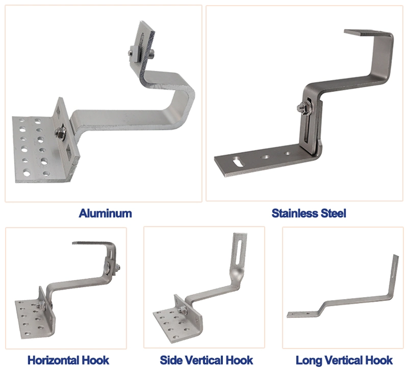 PV Solar Pitched Tile Roof Mounting Brackets L Foot Hook for Solar Panel System Support