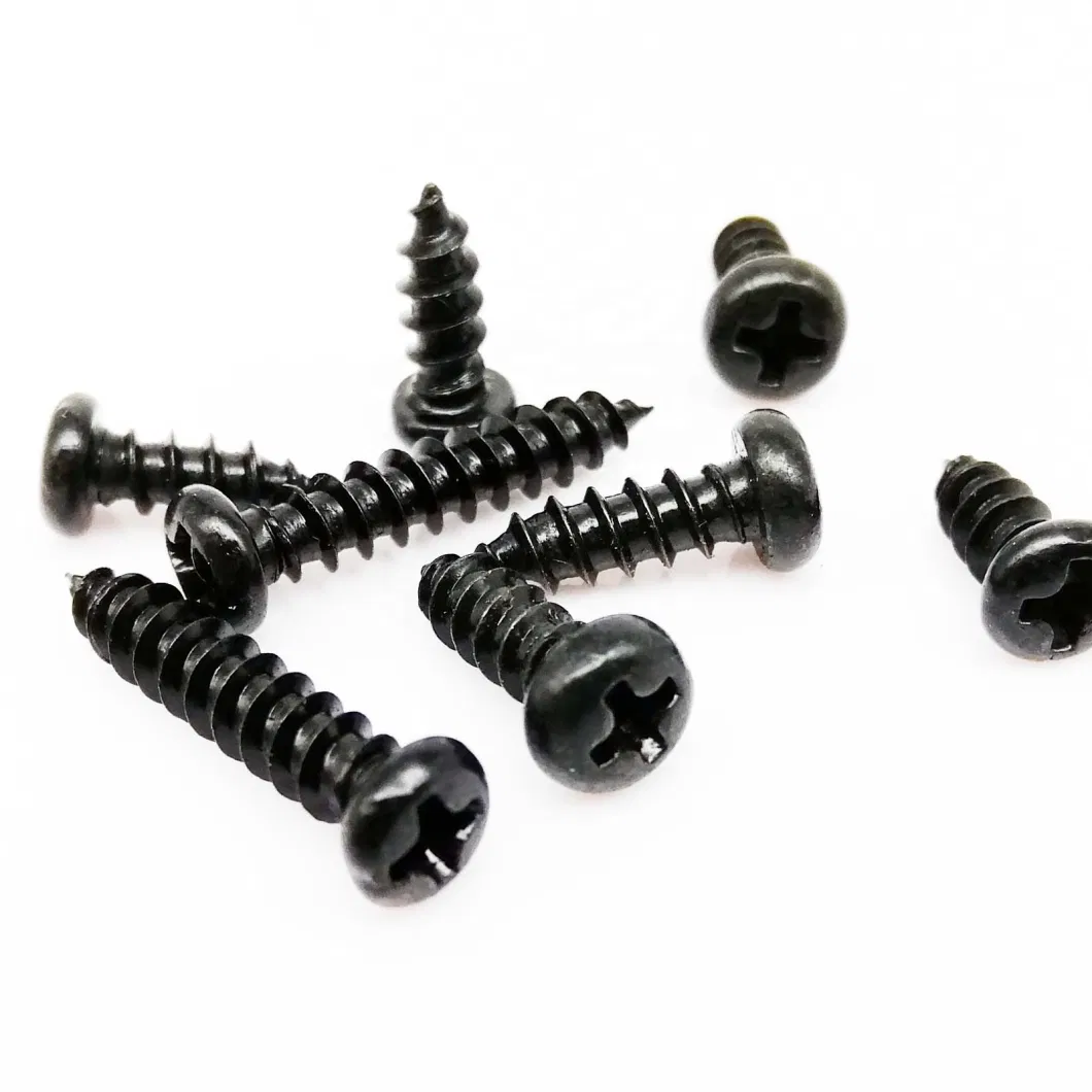 1bag M2.3 M2.6 M3 M4 Black Steel Small Micro Cross Recessed Phillips Pan Round Flat Countersunk Head Self Tapping Wood Screw