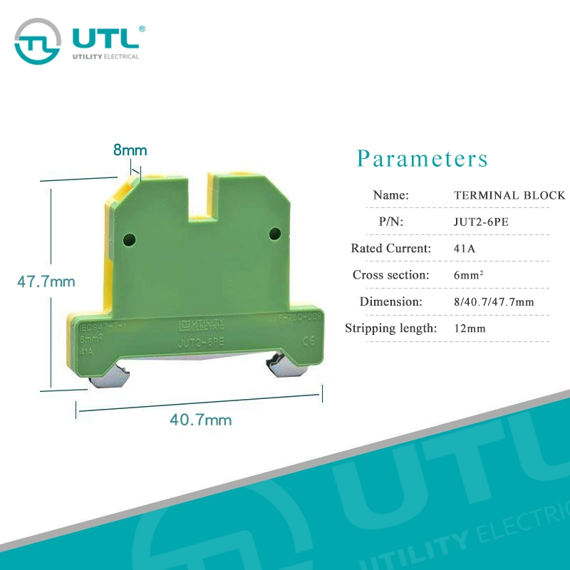 6mm2 PE Terminal Block Weidmuller Sak6 Wiring Terminal Block Jut2-6PE