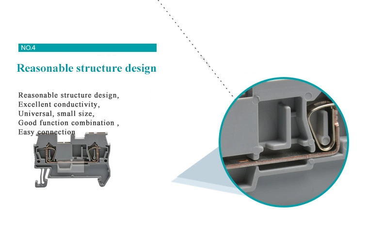 4mm2 PE Terminal Block Cage Spring Wago Terminal 2-in-2-out Grounding Jut3-4/2-2PE