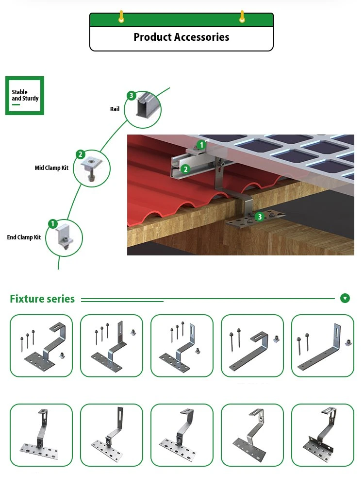 Custom Stainless Steel Adjustable Flat Tile Roof Solar Hook for Solar Panel Mounting System