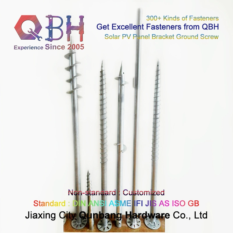 Qbh Customized Clean Source Solar Photovoltaic PV Power Energy Engineering Panel Bracket Mounting System HDG Earth Ground Screw Foundation