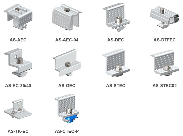 Aluminum PV Solar Roof Solar Mounting System Universal Solar End Clamp