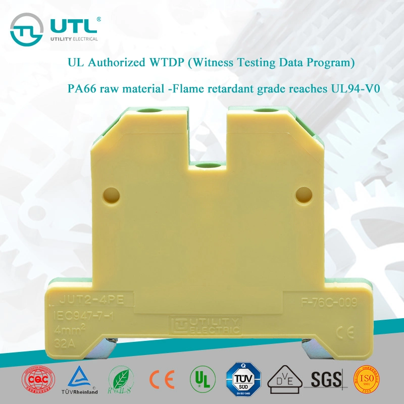 4mm2 Ground Terminal Block Weidmuller Sak4 Feed-Through Wiring Terminal Jut2-4PE