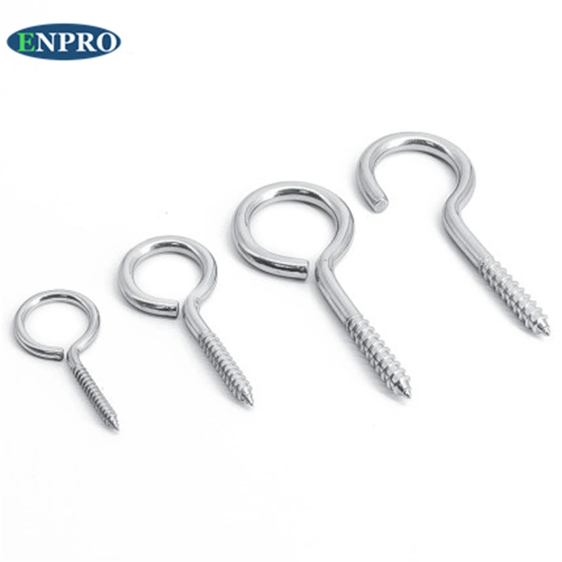 China Supplier Good Price Eye Screw 304 Stainless Steel High Quality Sizes 5/8 M6 M8 10 mm 45mm Open Eyes Hook Screw DIN580 Metal Eye Screw