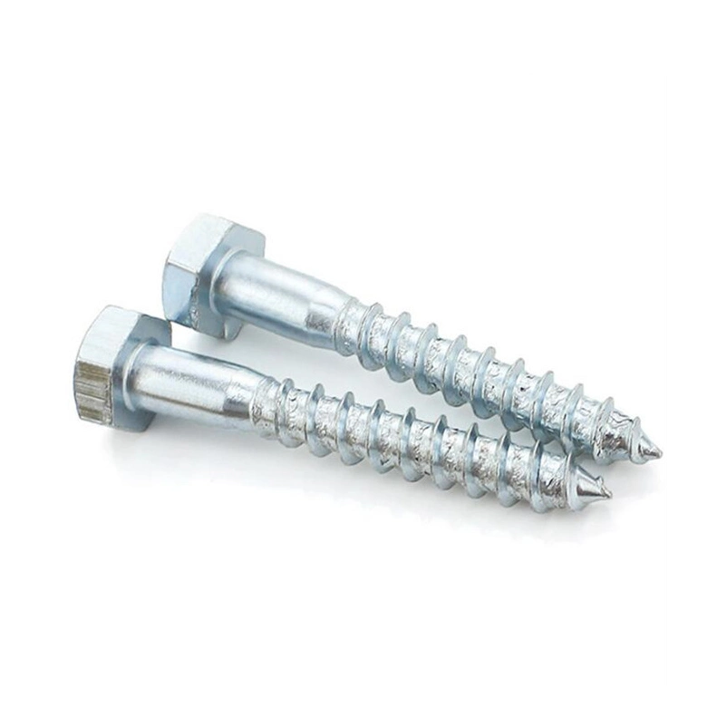 China Custom DIN571 White Zinc Plated Galvanized Hex Head Self Tapping Tornillos PARA Madera Wood Screw