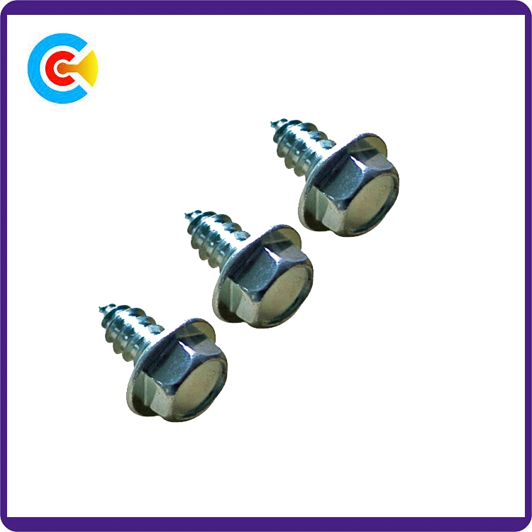 GB/DIN/JIS/ANSI Carbon-Steel/Stainless-Steel Hexagon Flange with Self-Tapping Screws for Building