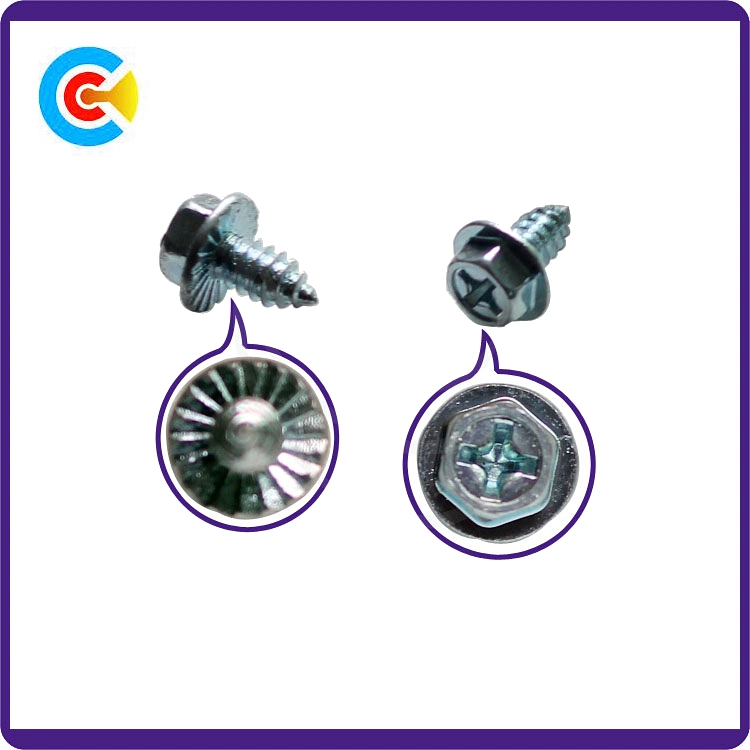 DIN/ANSI/BS/JIS Carbon-Steel/Stainless-Steel Galvanized Hex Flange Self Tapping Screw with Self-Tapping Screws