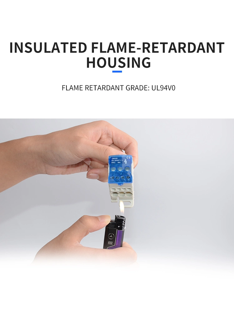 DIN Rail Distribution Box Block One in Multiple out Ukk 125A Power Universal Electric Wire Connector Junction Box Terminal Block