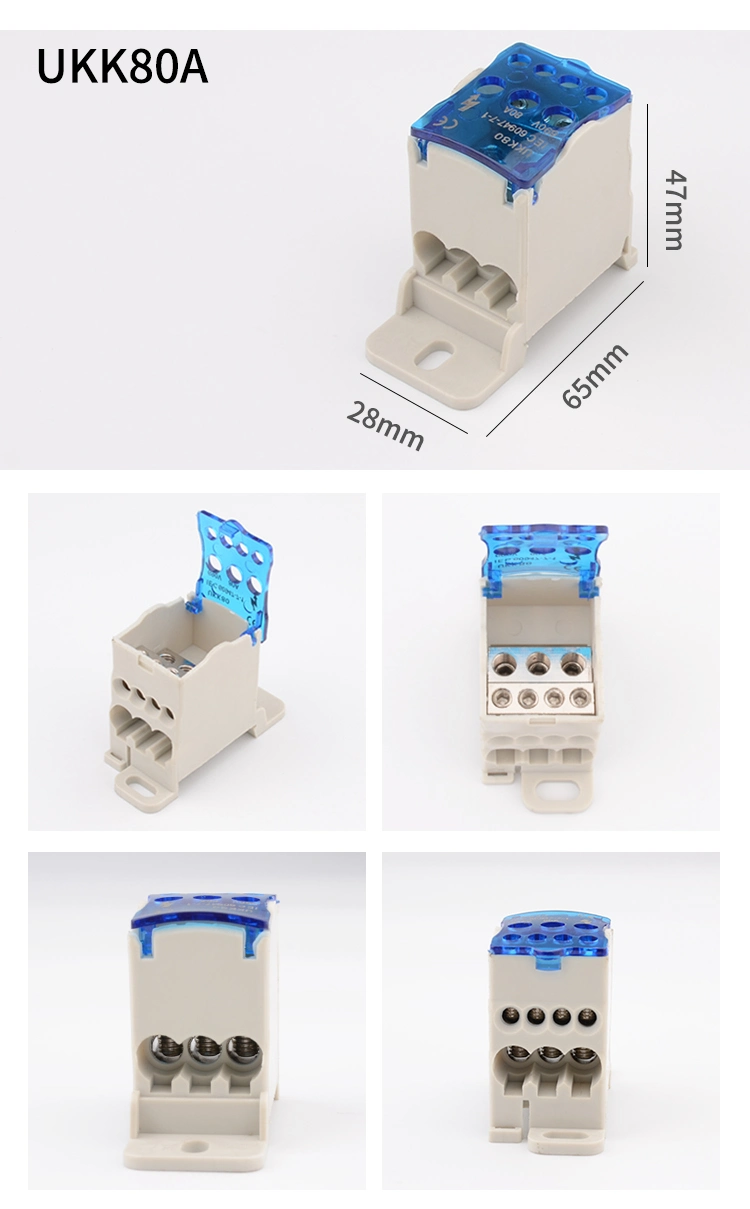 DIN Rail Distribution Box Block One in Multiple out Ukk 125A Power Universal Electric Wire Connector Junction Box Terminal Block