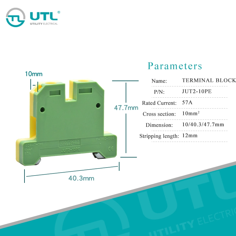 10mm2 PE Terminal Block Weidmuller Sak10 Wiring Terminal Jut2-10PE