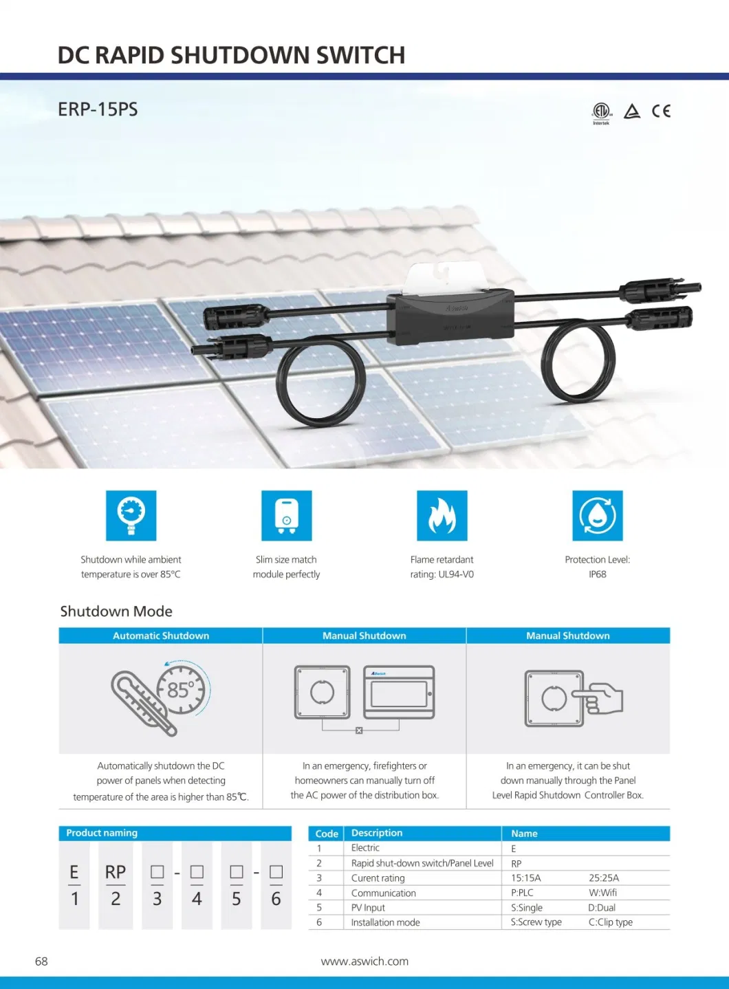 High Efficiency Photovoltaic Solar Professional 600V Rapid Shutdown