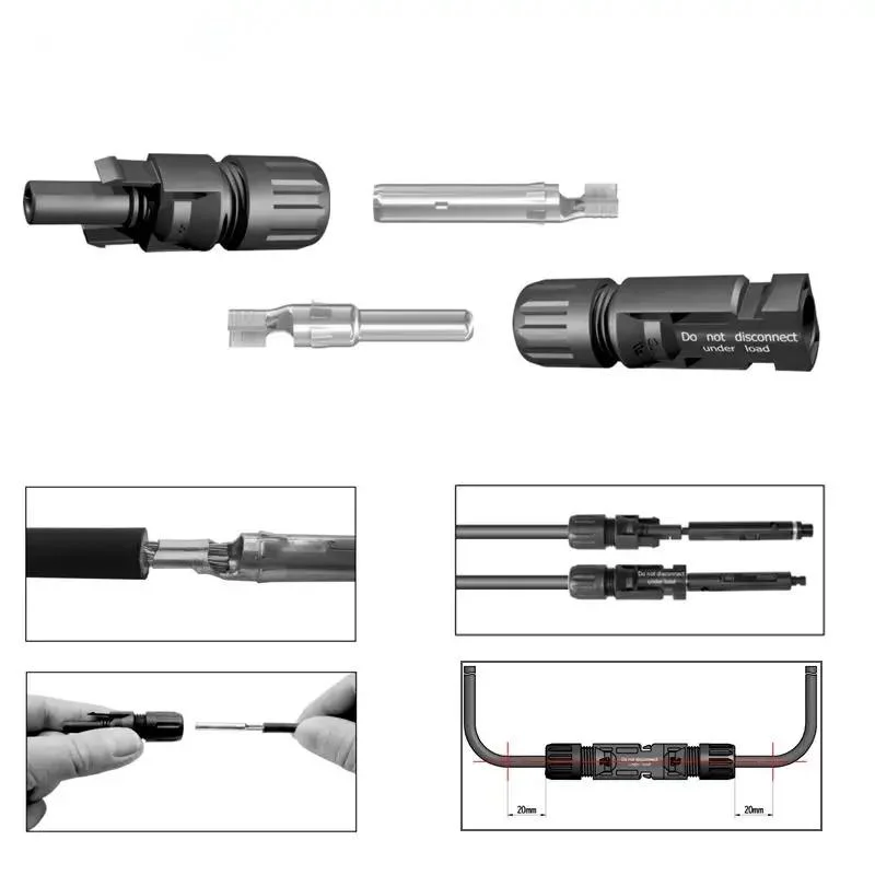 TUV 1000V 1500V Mc4 Male and Female Connector Solar System Connector for Solar Energy Systems