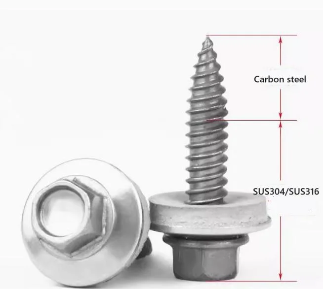 Solar Mounting Structure Self Tapping Screw Bimetal Stainless Steel Metal Hex Head Composite Self Tapping Screws