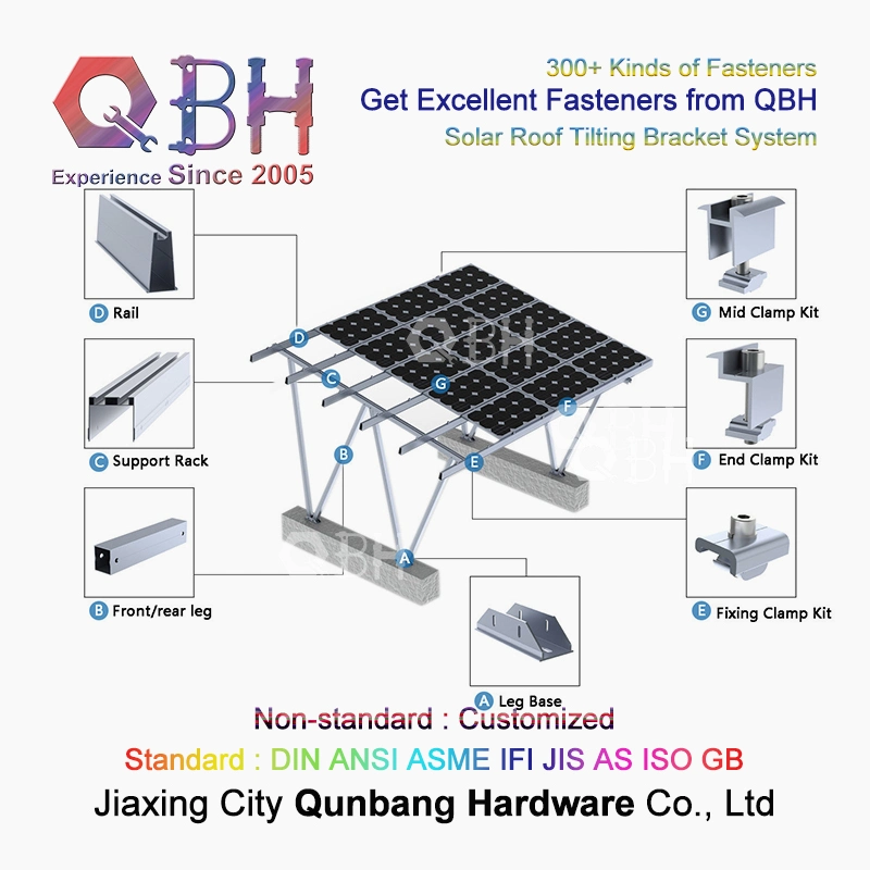 Qbh Customized Clean Source Solar Photovoltaic PV Power Energy Engineering Panel Bracket Mounting System HDG Earth Ground Screw Foundation