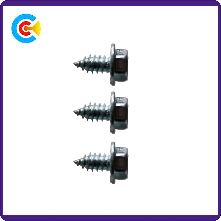 GB/DIN/JIS/ANSI Carbon-Steel/Stainless-Steel Hexagon Flange with Self-Tapping Screws for Building Railway