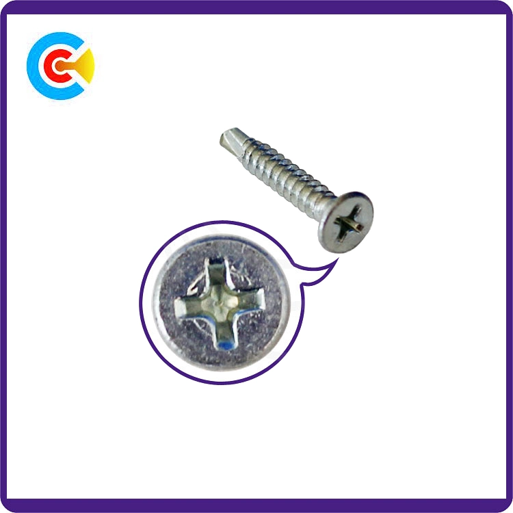 GB/DIN/ ISO/ANSI / ASTM / SAE / Ifi/ as/ BS/Uni/JIS Carbon Steel Galvanized Cross Head Drill-Tail Tapping Screw for Bridge