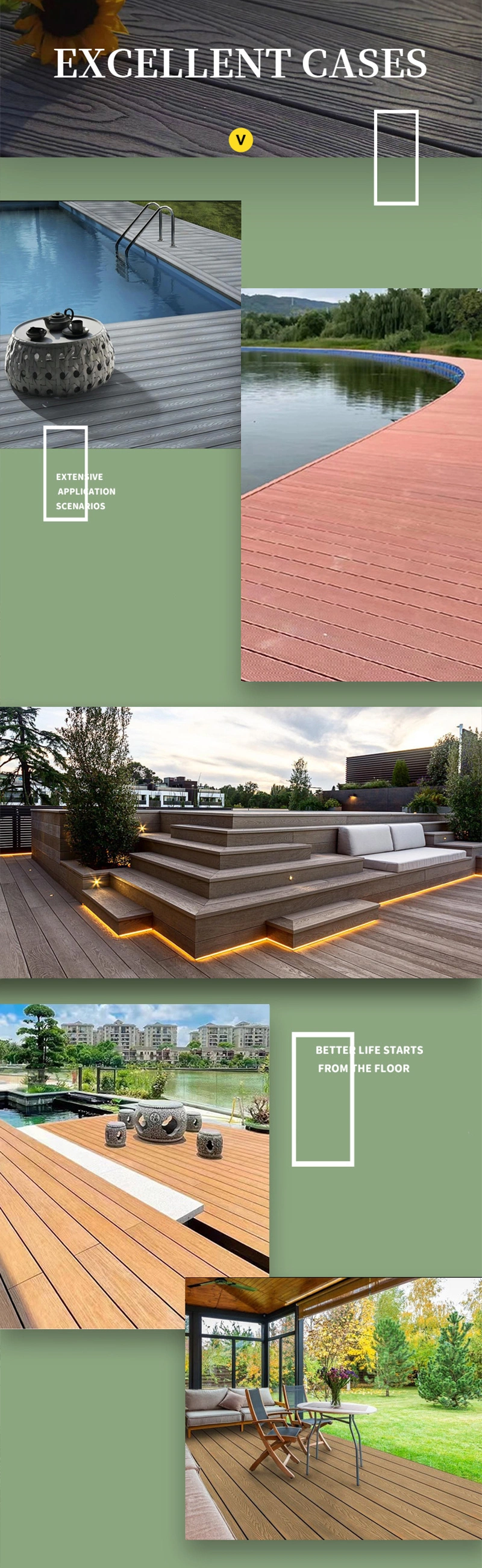 Factory Non Cracking No Warping Outdoor Garden Co-Ex Decking Floor Co-Extrusion Composite WPC Decking