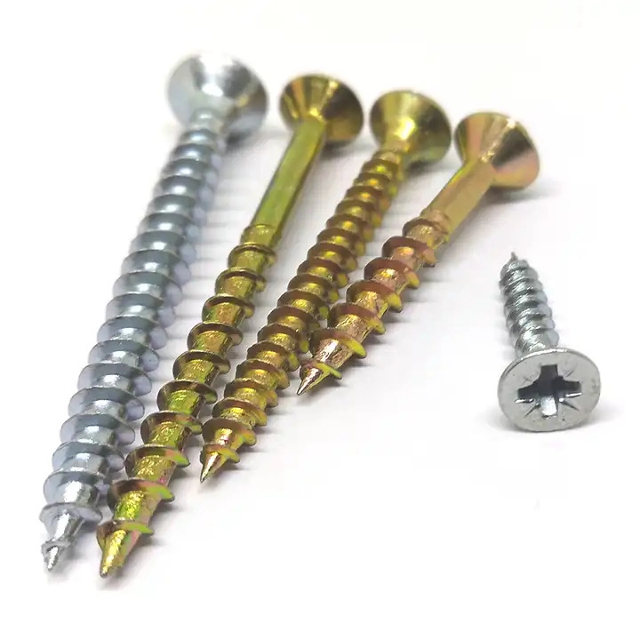 Yellow Zinc Coated M3.5 M4 Countersunk Flat Head Self Tapping Wood Screw