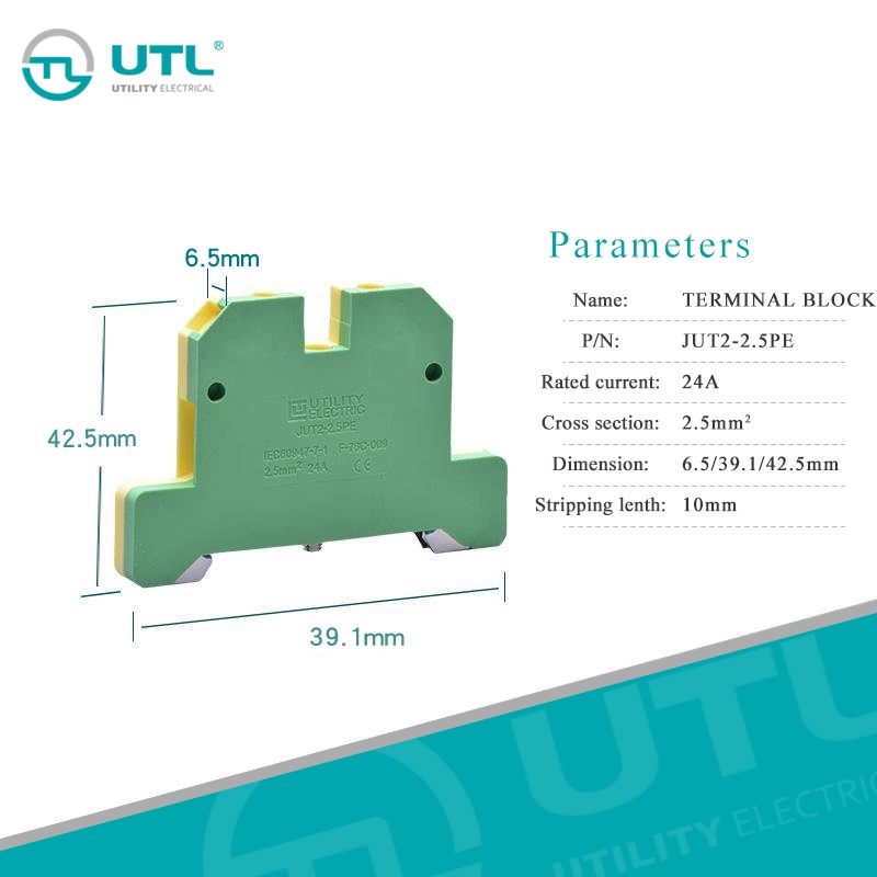 2.5mm2 PE Terminal Block Jut2-2.5PE DIN Rail Terminal Weidmuller Sak2.5