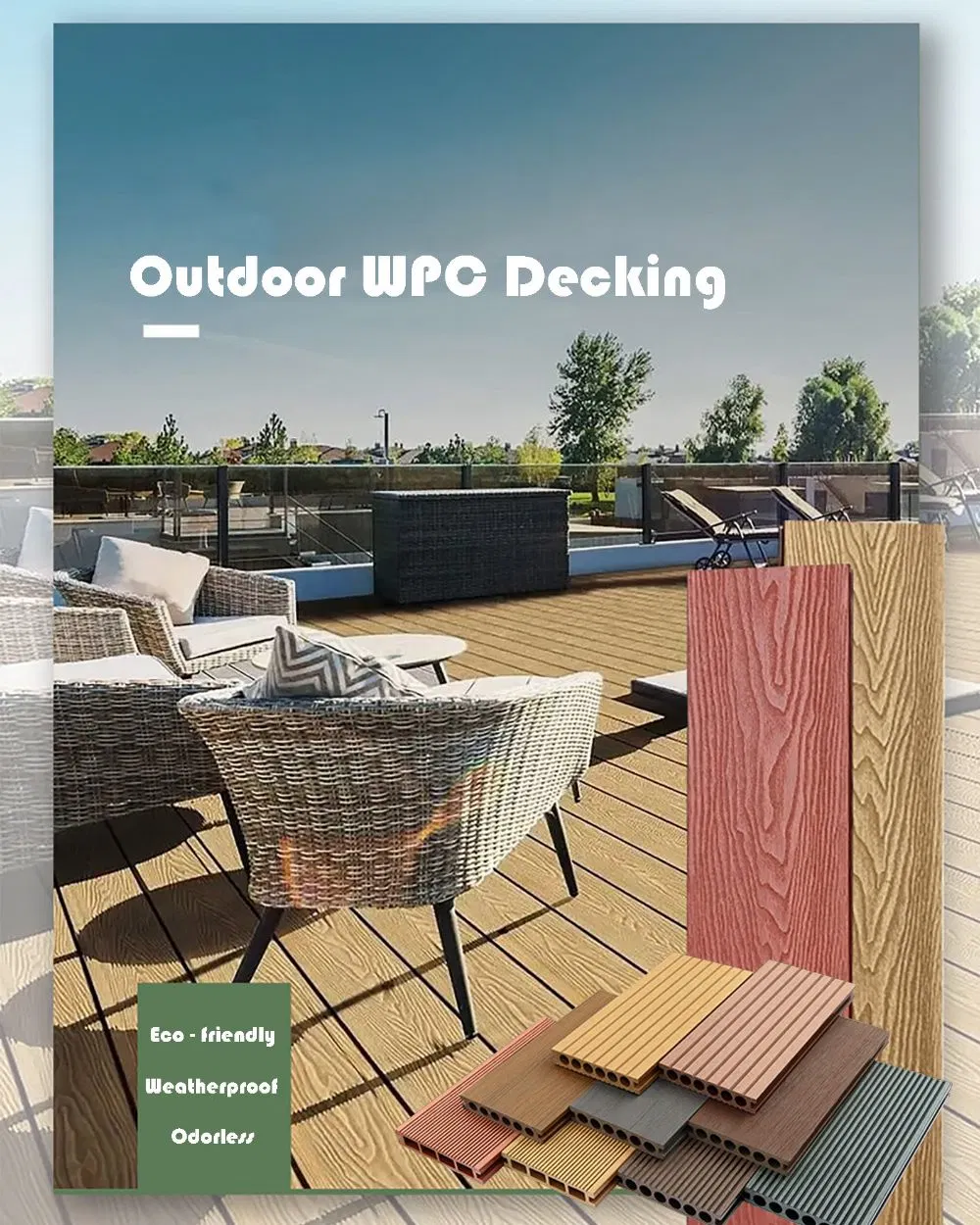 Factory Non Cracking No Warping Outdoor Garden Co-Ex Decking Floor Co-Extrusion Composite WPC Decking