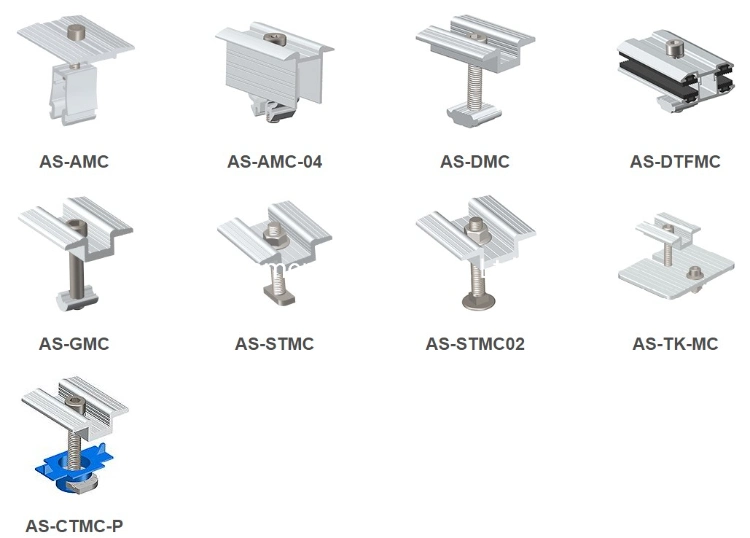 Aluminum PV Solar Roof Solar Mounting System Universal Solar End Clamp