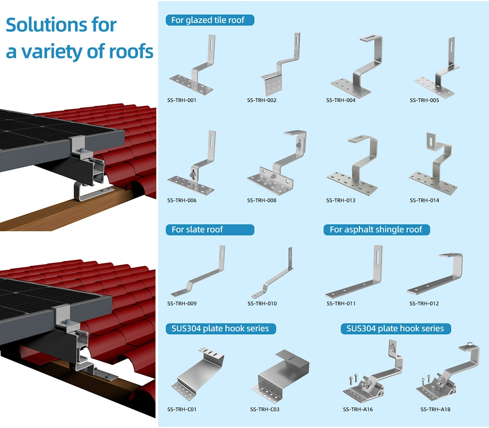 Fast Lnstallation Kit Solaire 10kw Solar Roof Mount Solar Roof Hook