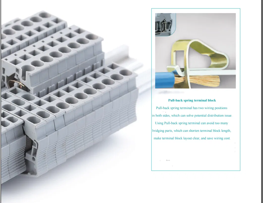 4mm2 PE Terminal Block Cage Spring Wago Terminal 2-in-2-out Grounding Jut3-4/2-2PE