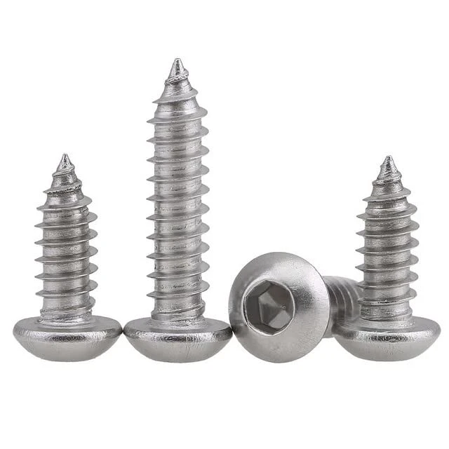 M4 X 16mm Stainless Steel 304 Metric Screws Button Head Hex Socket Cutting Screws Self-Tapping Screws