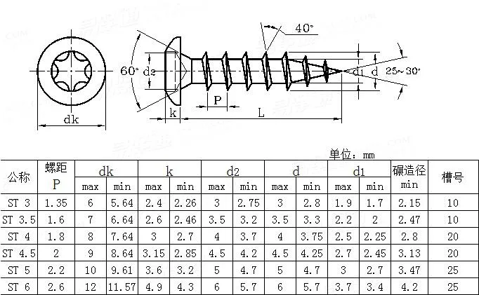 Stainless Steel Torx Head Wood Screw Self-Drilling Screw Phillips Countersunk Head Flat Head Torx Self Tapping Screws