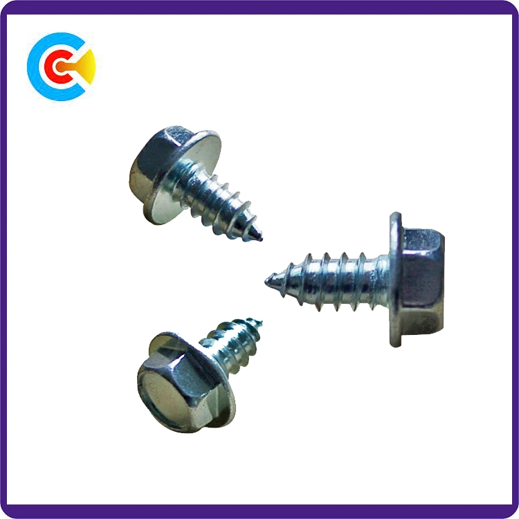 Carbon Steel Galvanized Hexagonal Flange M6 Non-Slip with Self-Tapping Screws