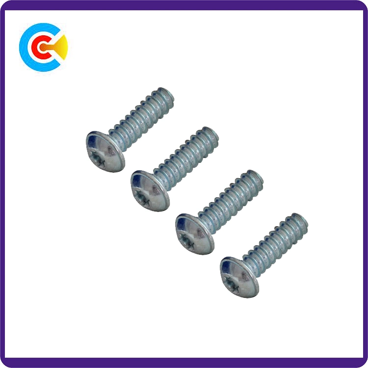 Steel/4.8/8.8/10.9 Flower/Cinquefoil Pan Head Inch Self Tapping Screws with Washer