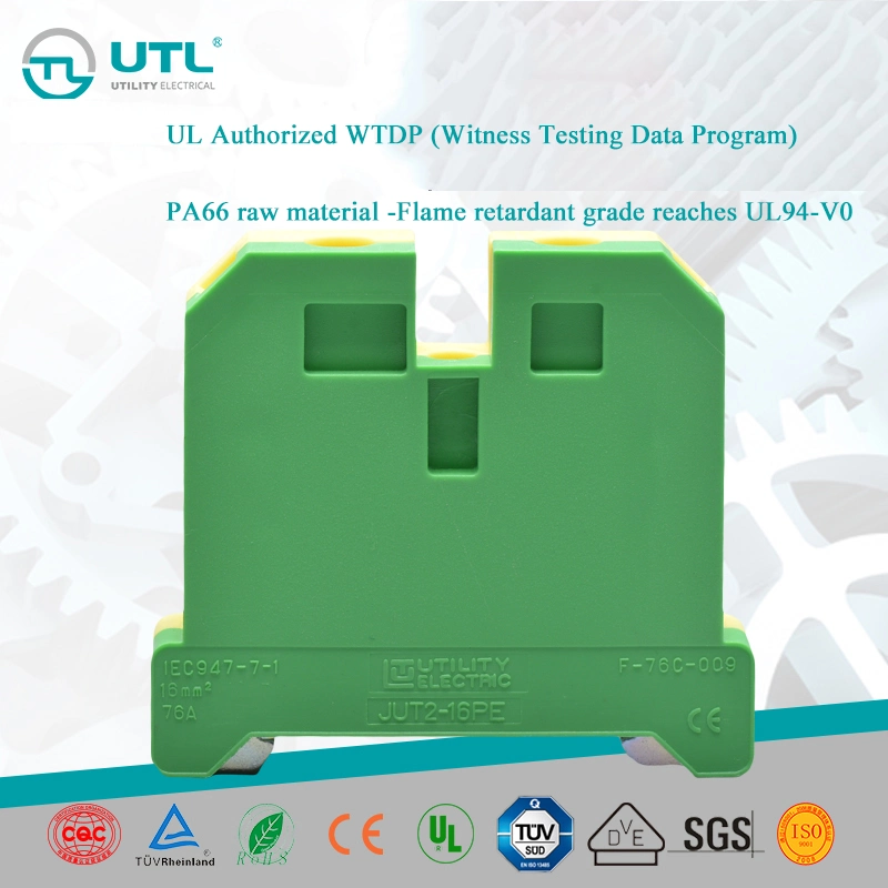 16mm2 PE Terminal Block Weidmuller Sak16 Screw-Type Wiring Terminal Jut2-16PE