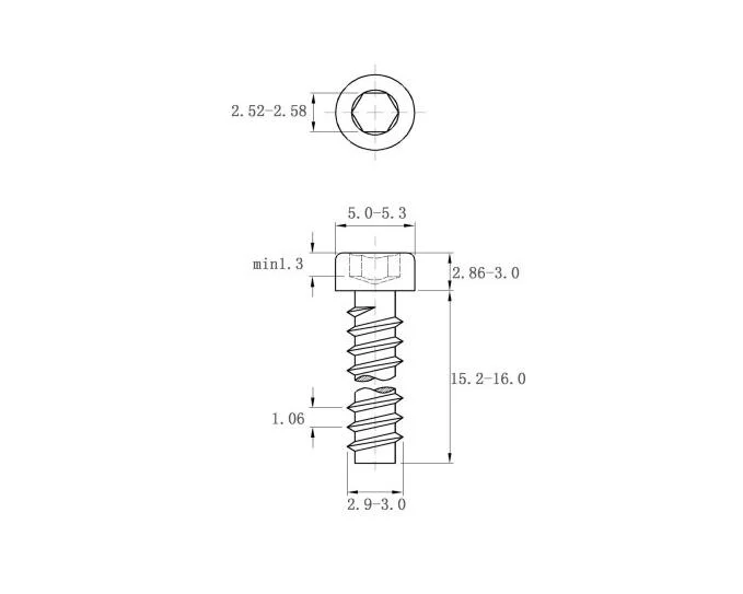 M3 Hexagon Socket Countersunk Cup Head Self Tapping Screws