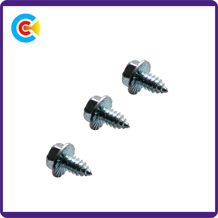 GB/DIN/JIS/ANSI Carbon-Steel/Stainless-Steel Hexagon Flange with Self-Tapping Screws for Building Railway