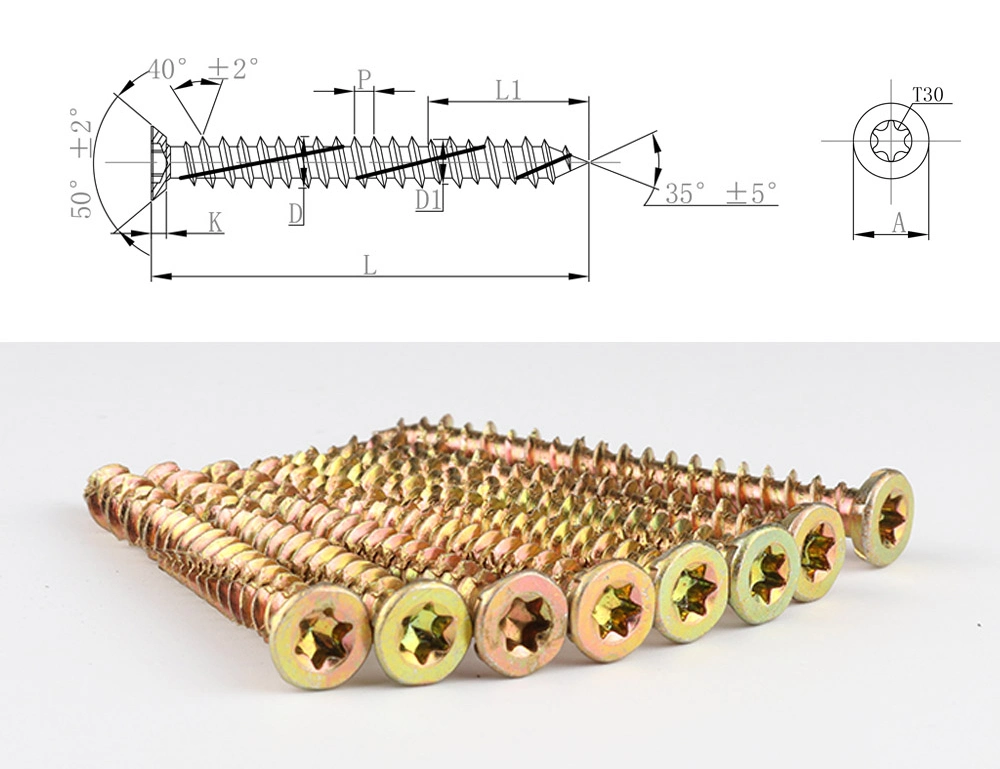 Hardened Torx T30 Countersunk Head Self-Tapping Concrete Cement Screws