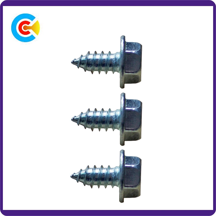 GB/DIN/JIS/ANSI Carbon-Steel/Stainless-Steel Hexagon Flange with Self-Tapping Screws for Building