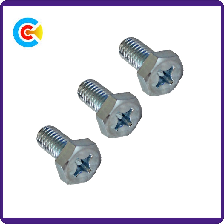 Carbon Steel Galvanized/M6 Cross Machinery Parts Fastener Hexagon Head Screws