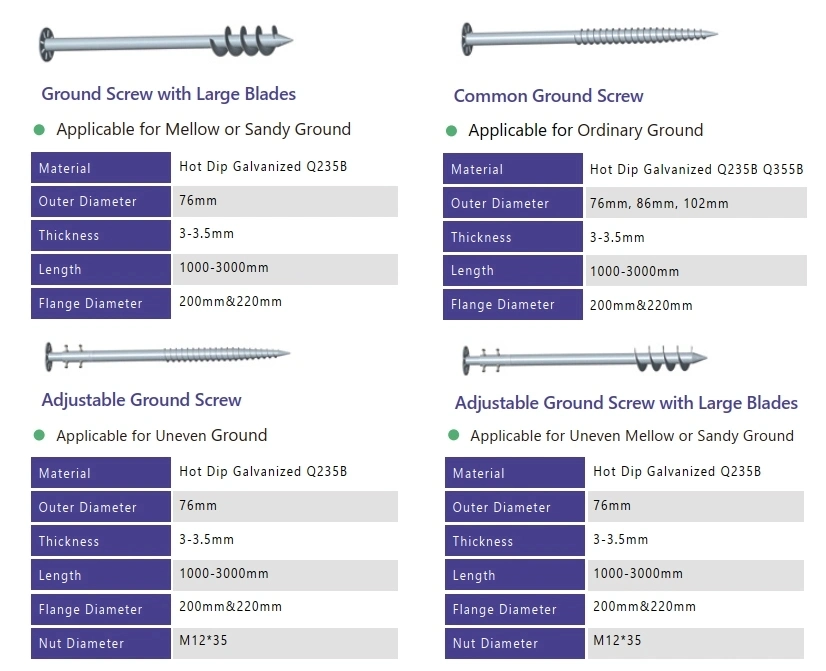 Ground Anchors Foundation Pile Galvanized Solar Ground Screw