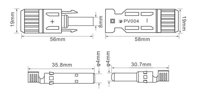 Mc4 Solar Panel PV Cable Connector with Male and Female Wire Connector