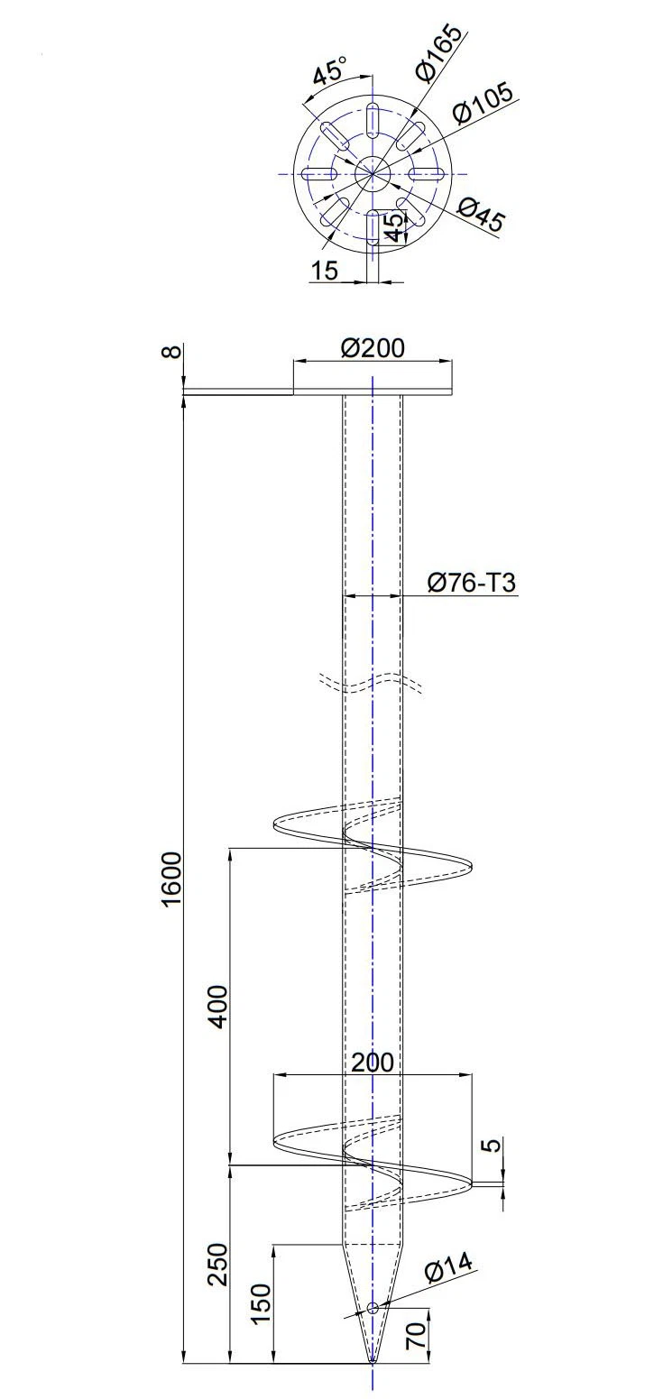 No Dig Double Blades Ground Screw Piles with Flanges