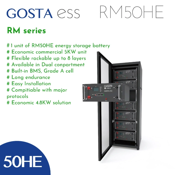 Gosta RM50he RM Series 5kwh Economic Rack Mount Energy Storage Battery System