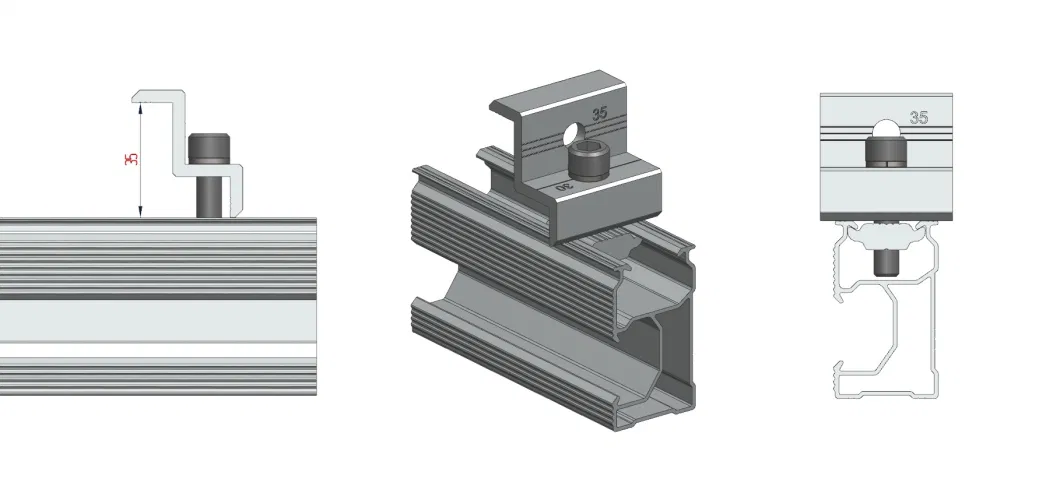 Adjustable Aluminum Solar Panel Mounting Universal End Clamp