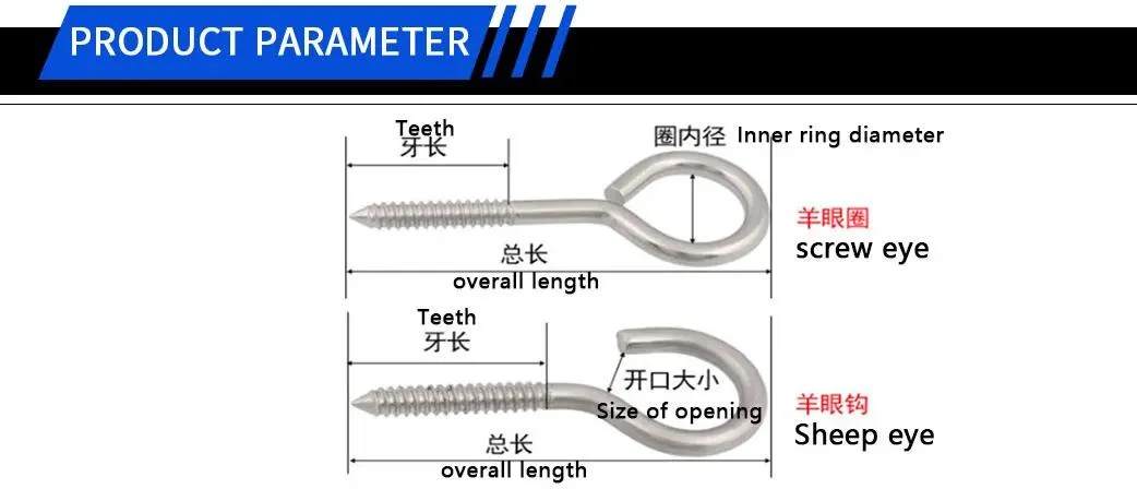 Inox A2 M3 M4 M5 Hook Self Tapping Screws for Wooden Kits