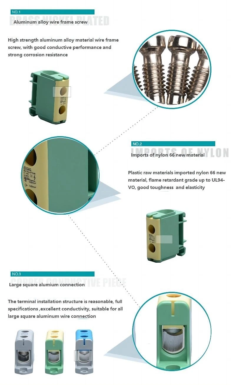 Al/Cu Conductors Bi-Metal Large Current Cable Junction Box Terminal Block Connector