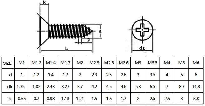 304/316/410 Stainless Steel Countersunk Flat Csk Head Ss Self Tapping Screws Tornillos