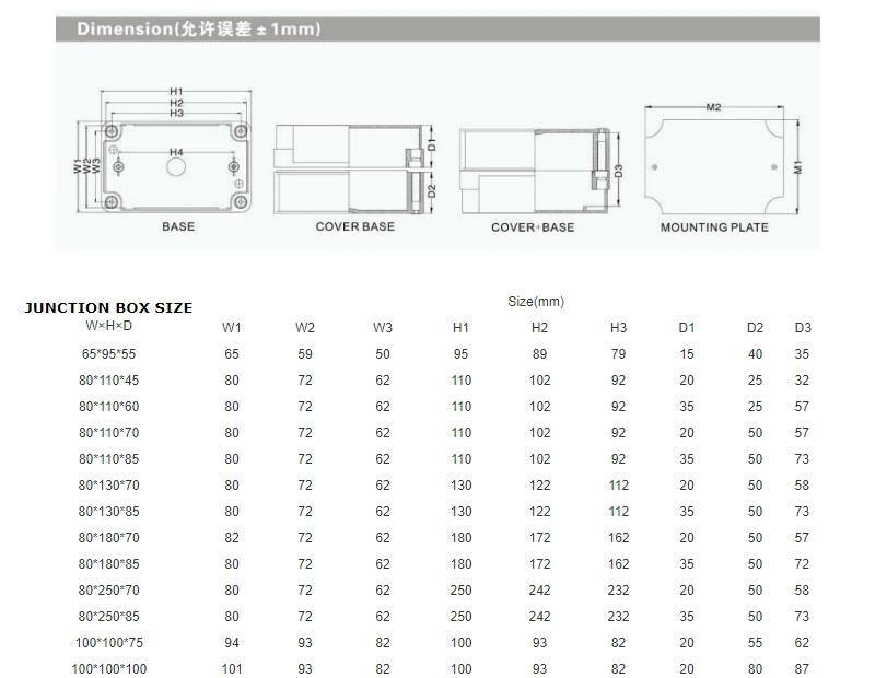 IP67 Plastic Battery Distribution Box Waterproof Junction Box for Solar Panel