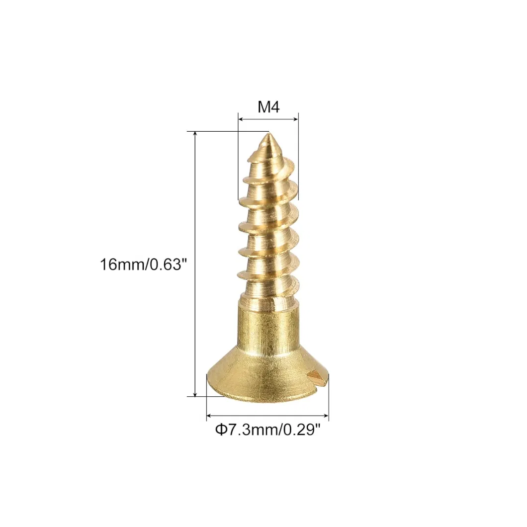 Pre Drilled Screw Brass Slotted Countersunk Head Flat Self Tapping Wood Screws Furniture Hardware